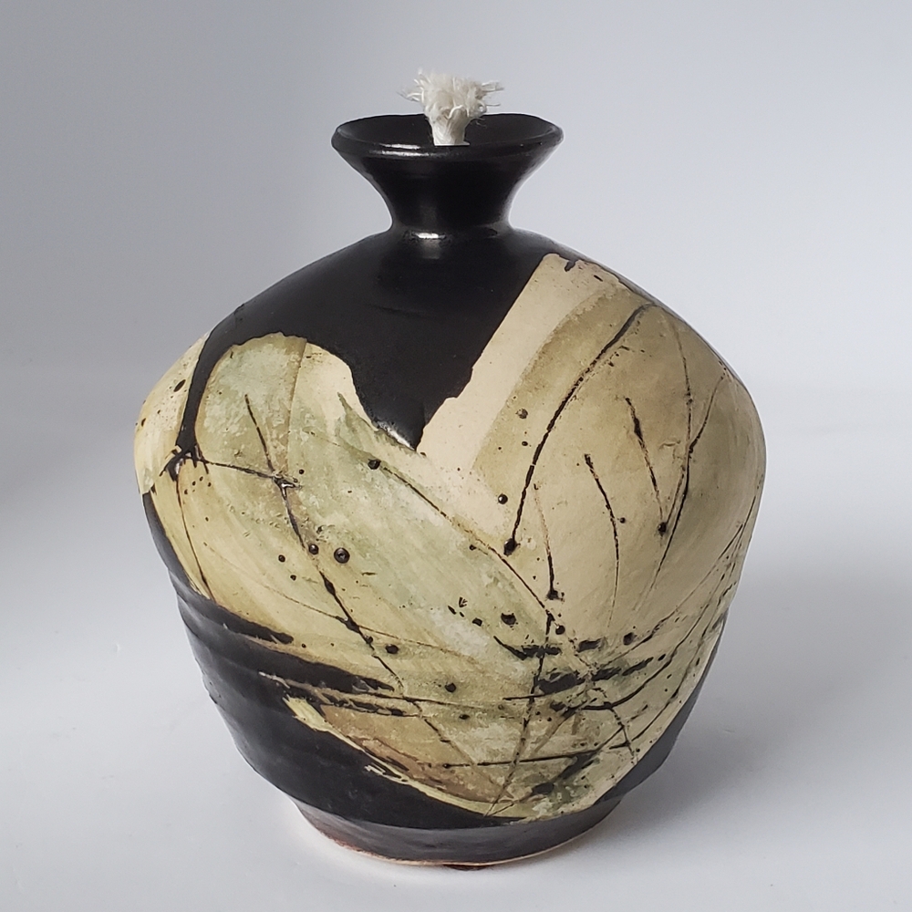 Signed Studio Pottery Oil Lamp or Vase